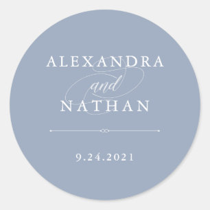 Elegante Couture   Dusty Blue Wedding Runder Aufkleber