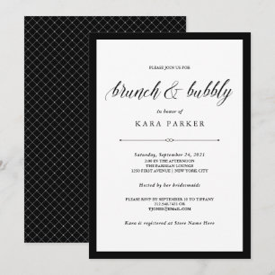 Elegante Couture Schwarz-Weiß Brunch und Bubble Einladung