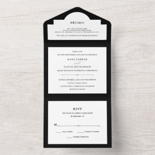 Elegante Couture   Schwarz-Weiß-Hochzeit All In One Einladung