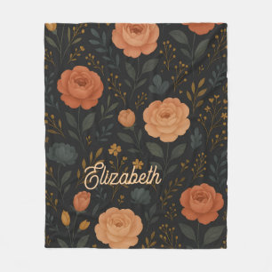 Élégante couverture en polaire fleurie Rose et piv