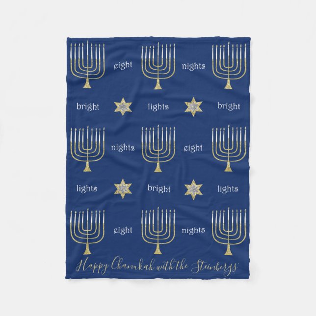 Élégante couverture en polaire Menorahs (Devant)