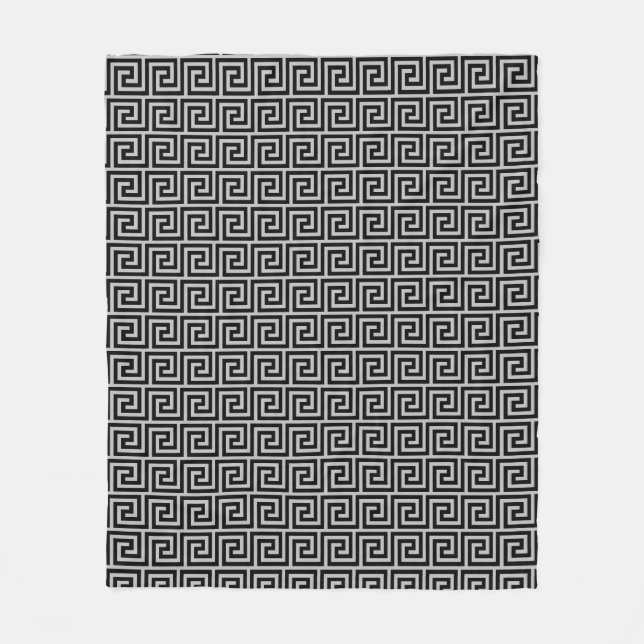 Elégante couverture en polaire Motif grec noir et  (Devant)