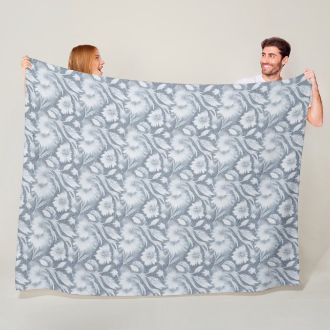 Élégante couverture gris avec contour floral blanc (En situation)