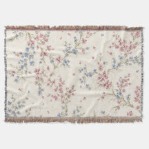 Élégante couverture jetée à motif floral rose et b
