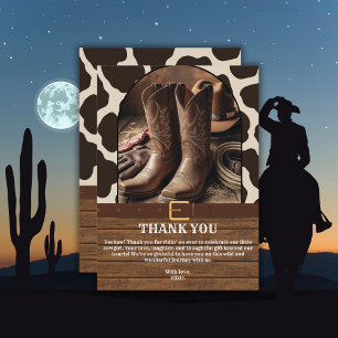Elegante Cowgirl Boots Baby Shower Dankeskarte