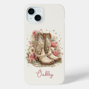 Elegante Cowgirl-Stiefel mit Blumen monogrammiert Case-Mate iPhone Hülle