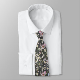 Élégante cravate de Mariage noir floral