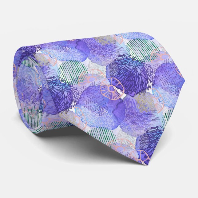 Élégante cravate florale violette (Roulé)