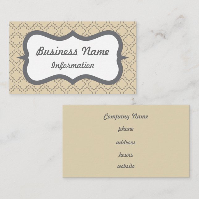 Elegante Cream and Gray Business Card Visitenkarte (Vorne/Hinten)