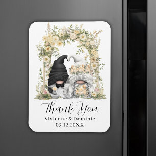 Elegante Cream Blume Gnome Wedding Dankeschön Card Magnet