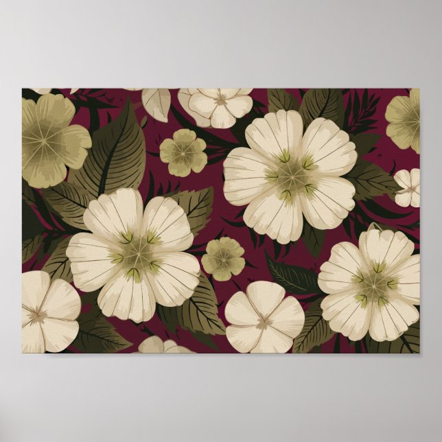 Elegante Cream-Blume im Hintergrund Poster (Vorne)