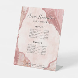 Elegante Cream Blush Pink Agate Geode Funkelnd Ped Sockelschild