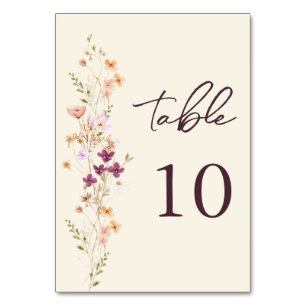 Elegante Cream Boho Wildblume Wedding Tischnummer