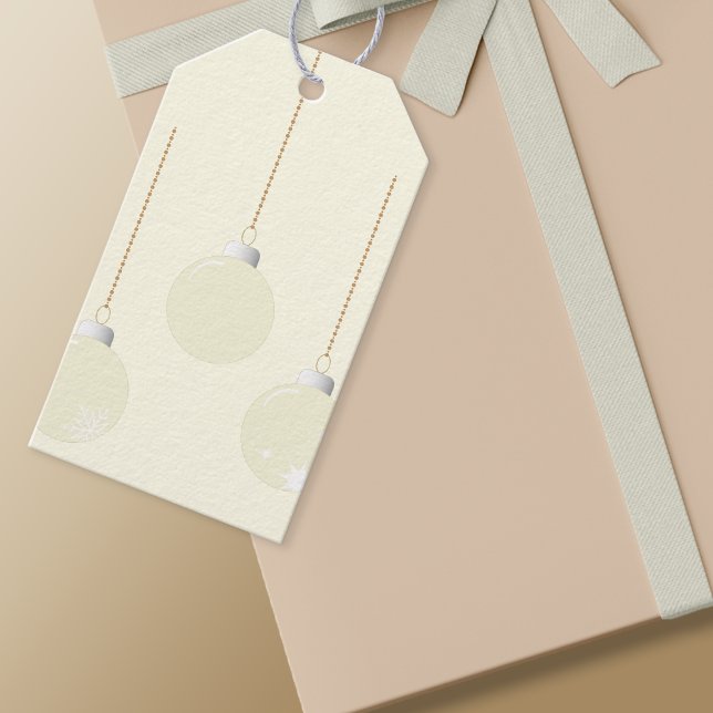 Elegante Cream Christmas Baubles Geschenkanhänger (Cream Baubles Gift Tag)