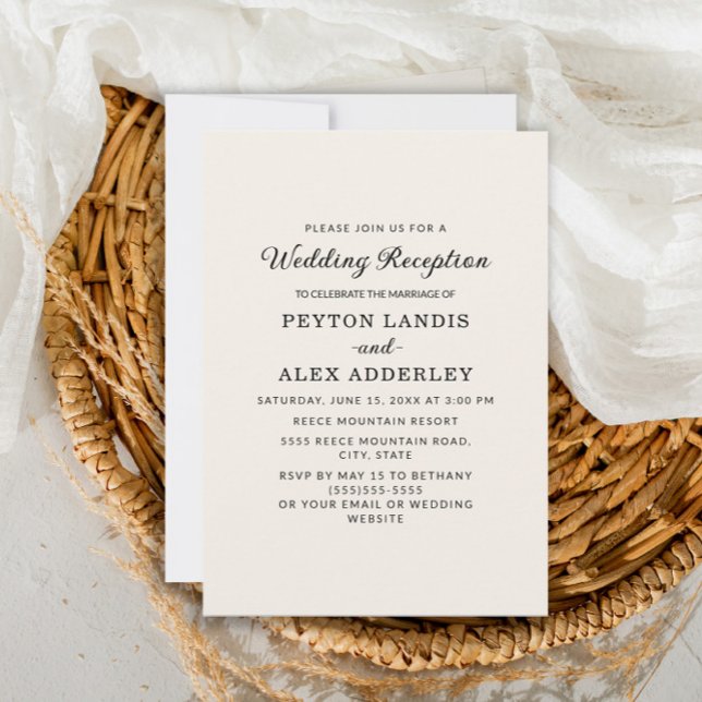 Elegante Cream Einfache Moderne Hochzeitsempfehlun Einladung (Von Creator hochgeladen)