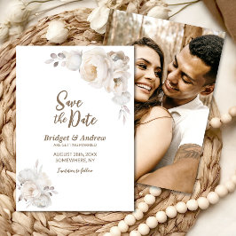 Elegante Cream Floral Wedding Save The Date