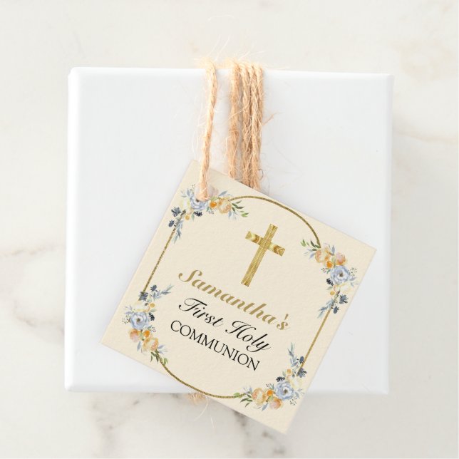 Elegante Cream Girls Floral 1. Geschenkanhänger (Beispiel)