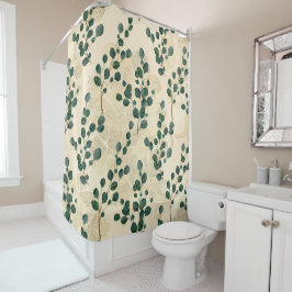 Elegante Cream Gold Whimsical Eukalyptus Greenery Duschvorhang