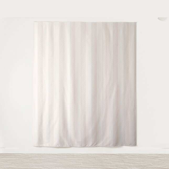 Elegante Cream Herringbone Zig Zag Wandteppich (Vorderseite)