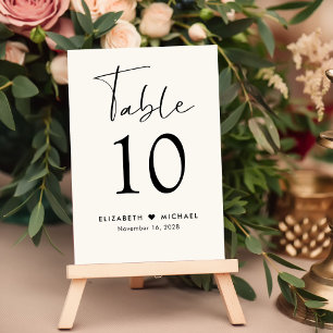 Elegante Cream-Hochzeitsempfangs-Kalligrafie Tischnummer