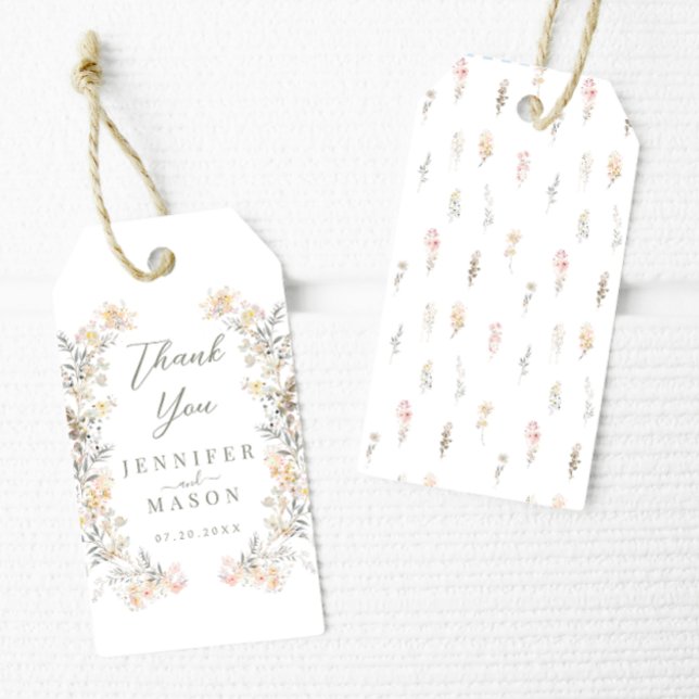 Elegante Cream Meadow Wildblume Wedding Vielen Dan Geschenkanhänger (Von Creator hochgeladen)