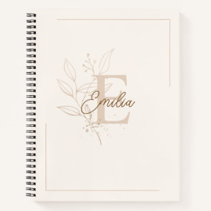 Elegante Cream Personalisiert Script Monogram Flor Notizbuch