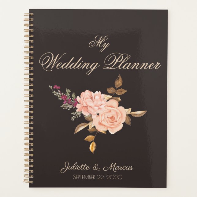 Elegante Cream Rose Bouquet Wedding Planer (Vorderseite)