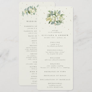 Elegante Cream Snowberry+Eucalyptus Bouquet Weddin Programm