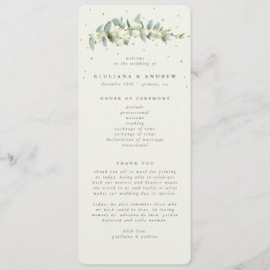 Elegante Cream Snowberry+Eucalyptus Stem Wedding Programm
