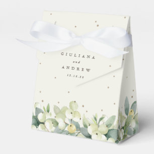 Elegante Cream Snowberry+Eucalyptus Winter Wedding Geschenkschachtel