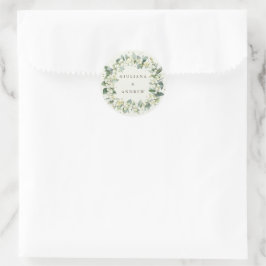 Elegante Cream Snowberry+Eucalyptus Wreath Wedding Runder Aufkleber