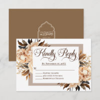 Elegante Cream und Tan Floral Islamische Hochzeit