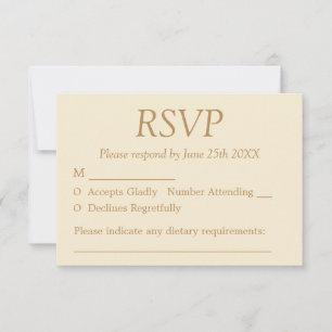 Elégante Crème Beige Mariage RSVP Card