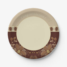 Elegante Creme Beige und Braun Pappteller