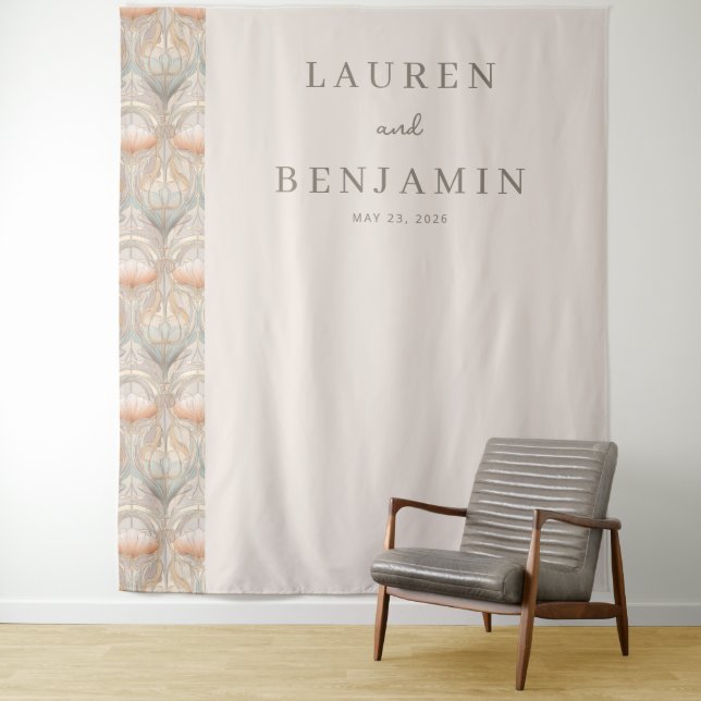 Elegante Creme Blumenmuster Wandteppich (Beispiel)
