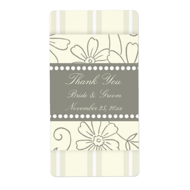 Élégante Crème Floral Mariage Étiquettes (Devant)