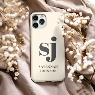 Elegante Creme Monogramm-Initialen Case-Mate iPhone Hülle