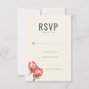Elegante Creme-Protea-Blume RSVP Karte
