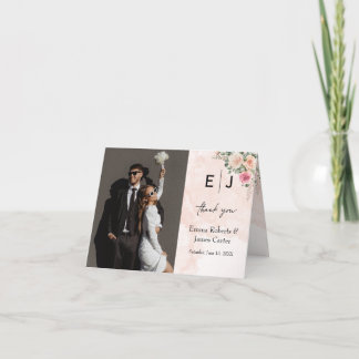 Elégante Crème Rose Florale Mariage Merci Cartes