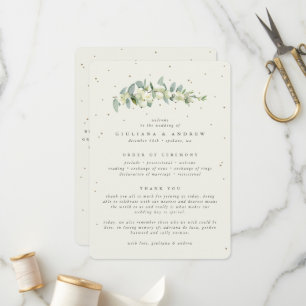 Elegante Creme Schneebeere+Eukalyptus-Zweig Hochze Programm