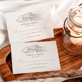 Elegante Creme und braune Rustikale Braut Hochzeit RSVP Karte