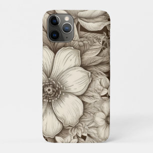 Elegante Creme- und Brauntöne mit floralem Muster Case-Mate iPhone Hülle