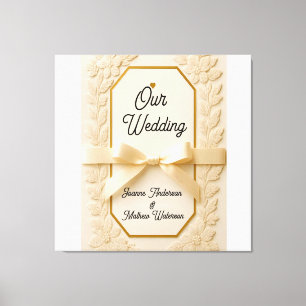 Elegante Creme- und Gold-Hochzeitseinladung Leinwanddruck