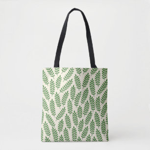 Elegante Creme- und Grün-Blatt-Tragetasche Tasche