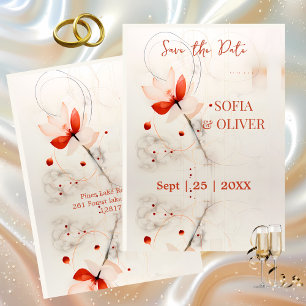 Elegante Creme- und rote Mohn-Hochzeit Save The Date