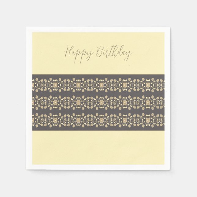 Elegante Creme und Taupe Serviette (Vorderseite)