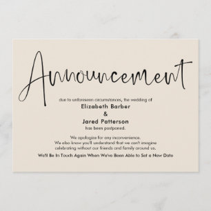 Elegante Creme Verspätete Hochzeitskarte Einladung