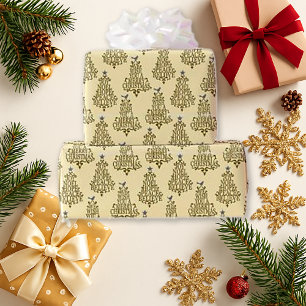 Elegante Creme-Weihnachtsbaum Geschenkpapier