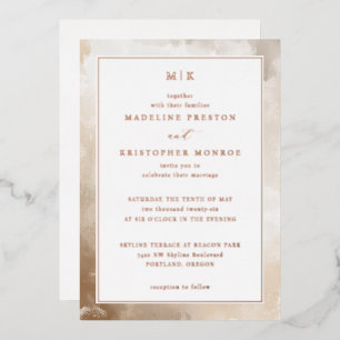 Elegante cremefarbene marmorierte Hochzeitseinladu Folieneinladung