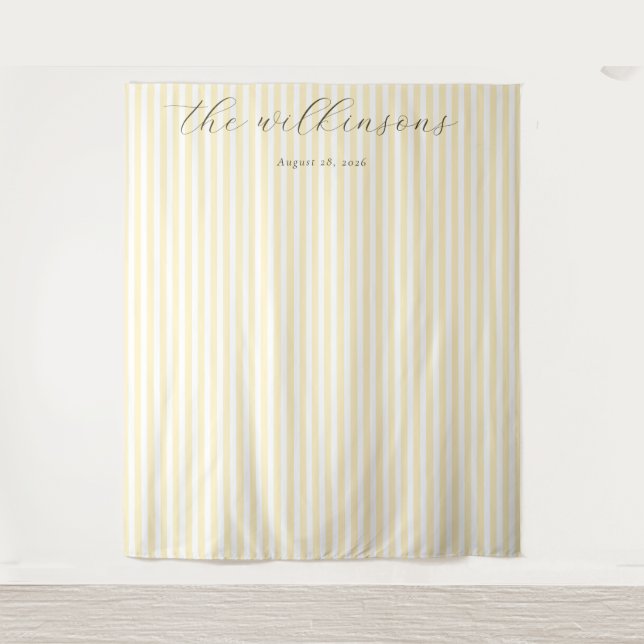 Elegante cremefarbene Pinstripes Wandteppich (Vorderseite)